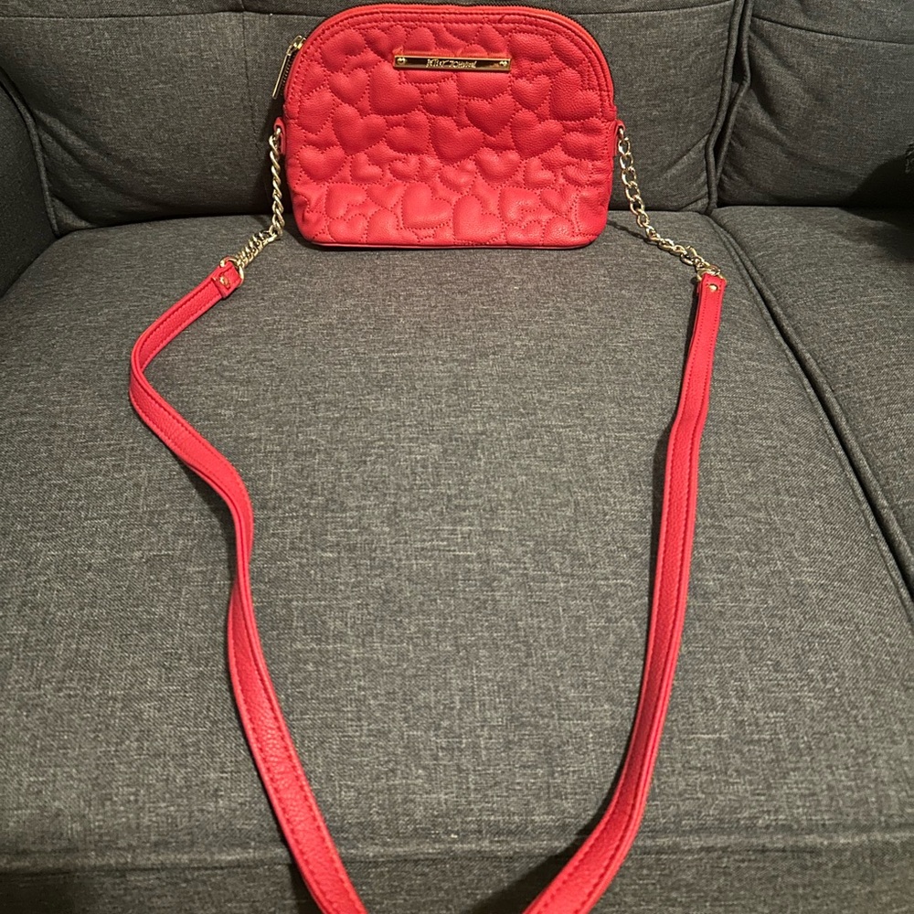 Betsey Johnson Red Heart Quilted Crossbody Bag